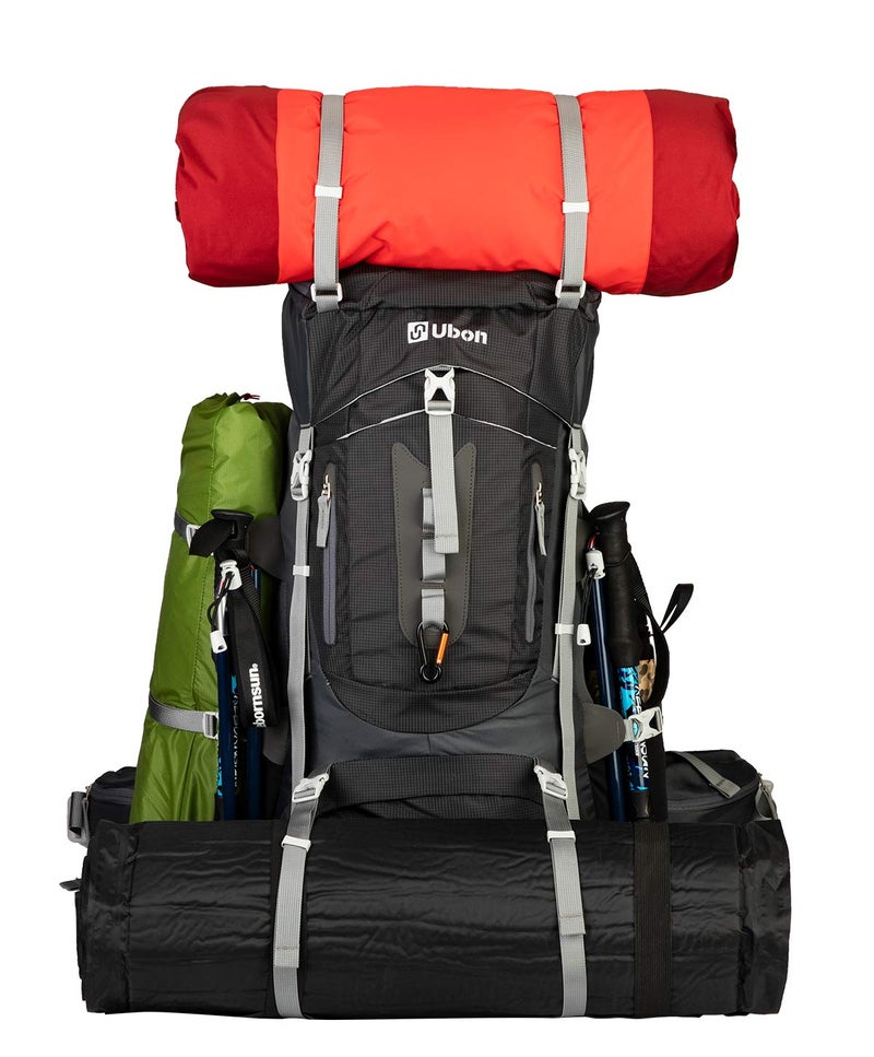 Ubon 60L Camping Backpack Lightweight Internal Frame Hiking Backpack Black - Image 2